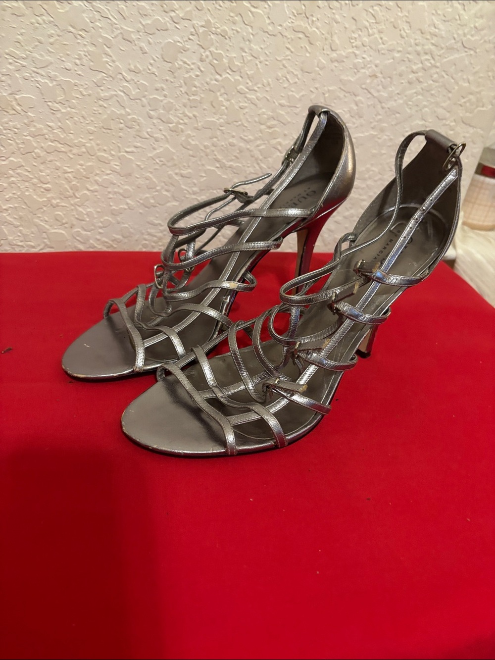 Guess Silver Strappy High Heel Sandals
